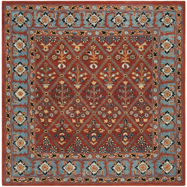 Safavieh Heritage Hand Tufted Square Rug, Red and Blue 6 x 6 ft